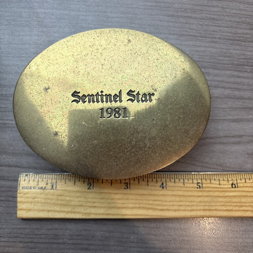 Oval Lidded Brass Trinket Box Container-Sun Sentinel-Orlando + Key Chain - Picture 5 of 9